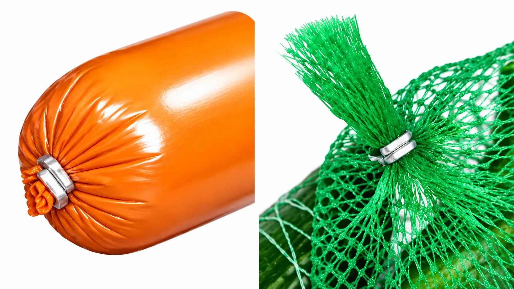 U-shape clipped sausage and casing products