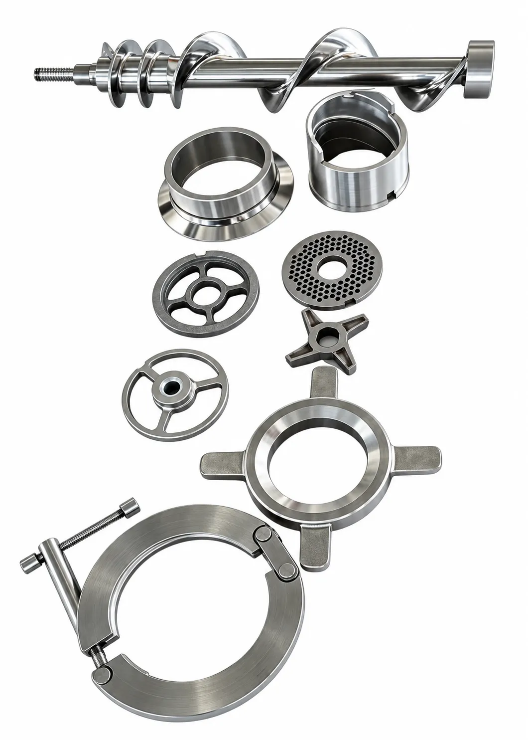 JR-D meat grinder complete blade and plate set components